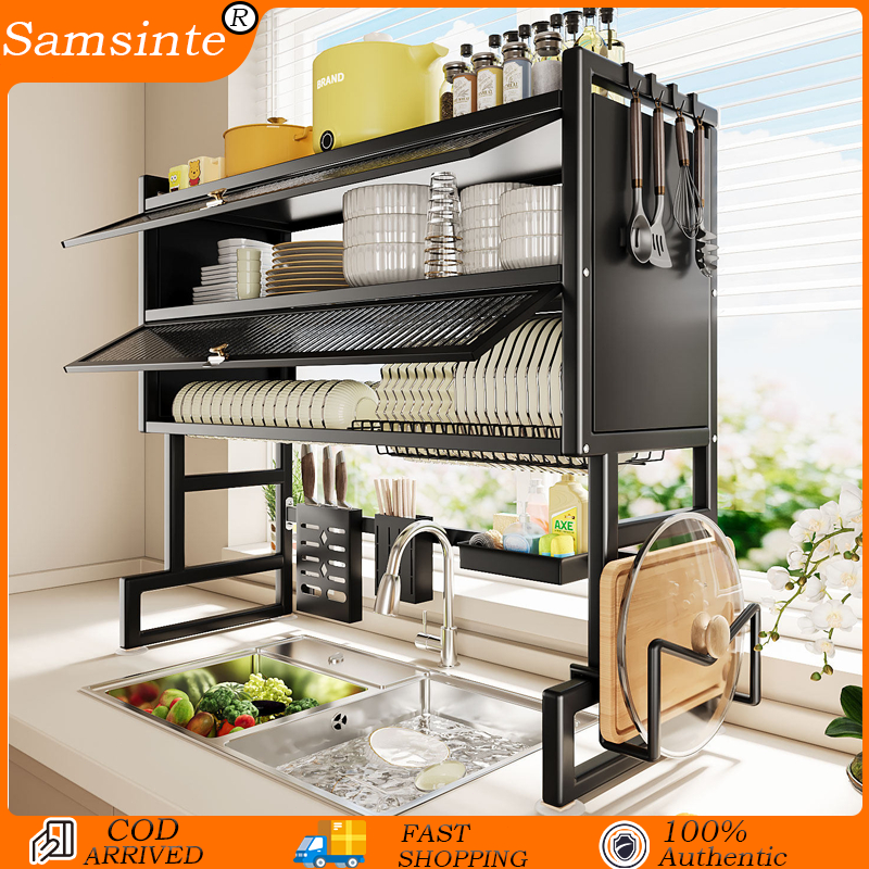 SAMSINTE ชั้นวางชามครัว ชั้นวางของในครัว 65*105CM/1-2ชั้น บริการหลังการขาย Dish Drainer Rack