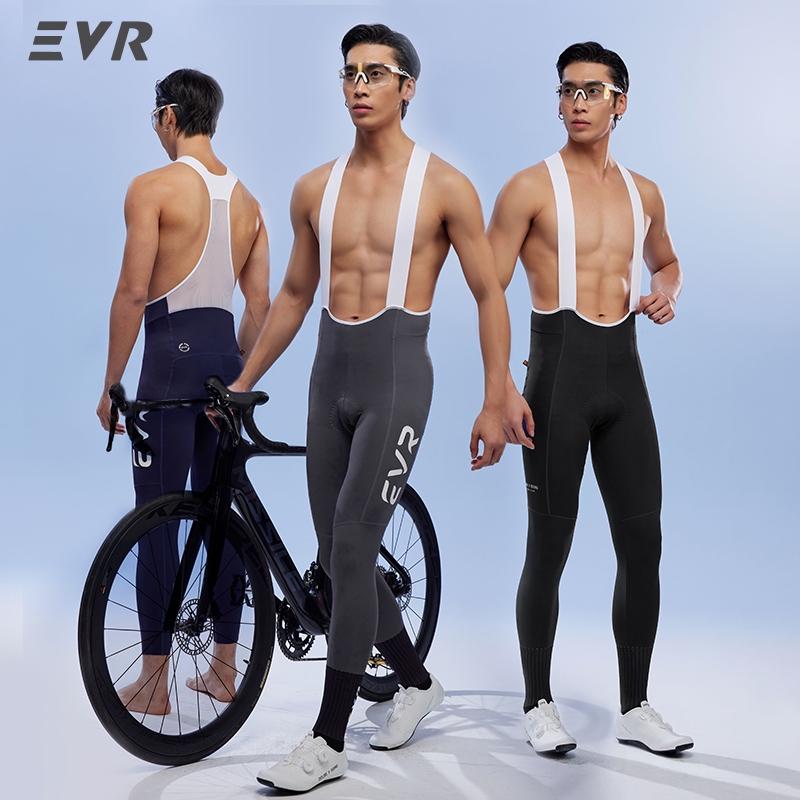 EVR กางเกงขายาวจักรยานผู้ชายมีสายคล้อง แผ่นรอง Double Arrow ทนทานต่อการเสียดสี ซับเหงื่อระบายอากาศ ส