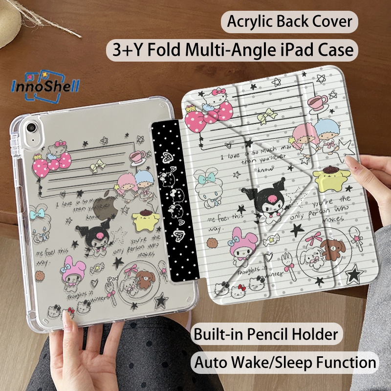 พร้อมส่ง เคส iPad แบบพับได้รูปตัว Y พร้อมช่องดินสอ ลาย Puppy Dot เข้ากันได้กับ Air 7, Gen 12, Air 8 (11 นิ้ว), Gen 11, Air 6