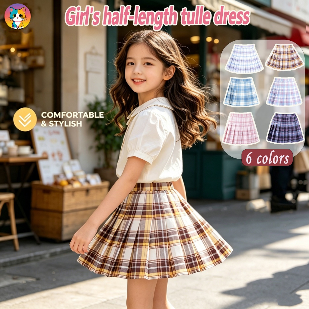 [กทม จัดส่ง]สาว3-12ยลายสก๊อตจีบกระโปรงเจเคเอวยางยืด6สีน่ารักสไตล์โรงเรียนสบายกระโปรงลําลองสําหรับเด็กสวมใส่ทุกวัน