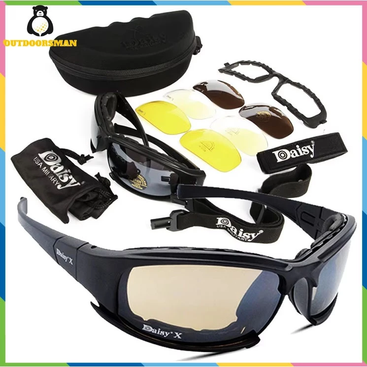 แว่นตาโพลาไรซ์ X7 Sunglasses UV400 พร้อมเลนส์ 4 เลนส์สําหรับการป้องกันทุกสภาพอากาศเหมาะสําหรับการล่าทหารและขี่มอเตอร์ไซค์