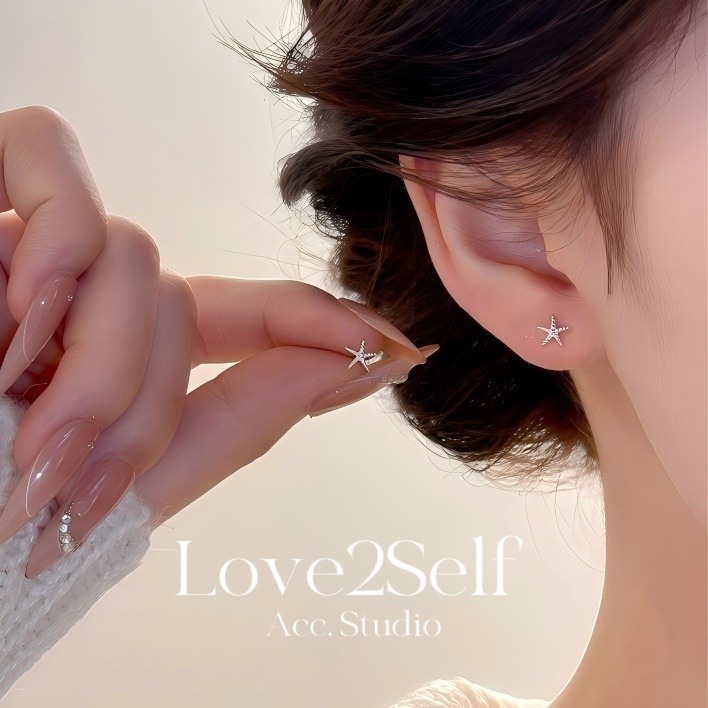 ต่างหูสตั๊ดสีปลาดาวขนาดเล็ก ทำจากเงินสแตนเลสคุณภาพสูง hypoallergenic มรกต CZ zircon เหมาะสำหรับเครื่องประดับทุกวันในสไตล์มินิมอล
