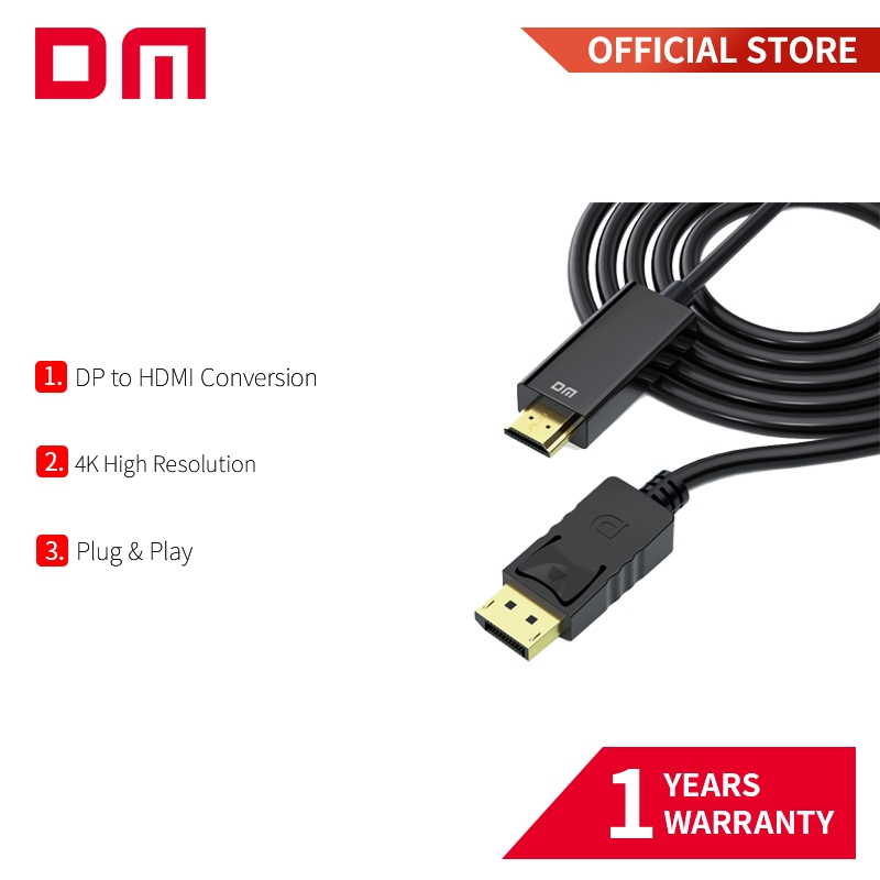 DM CHB038 DP to HDMI Adapter Cable 1.8m 4K ความละเอียดสูง Gold-Plated Connector Plug & Play สําหรับ 