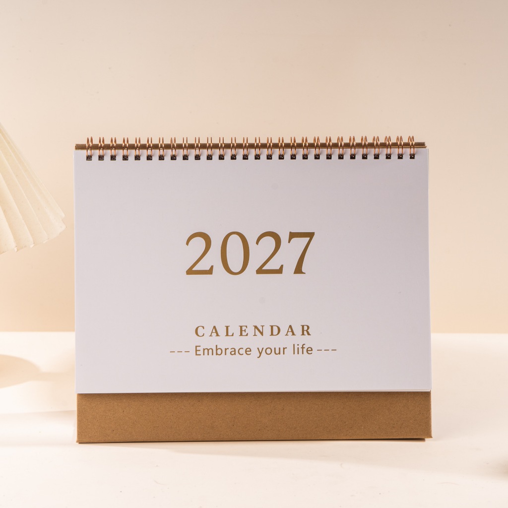 2026-2027 ปฏิทินตั้งโต๊ะ Planner Simple Fresh Desktop Calendar Book Gilding เวอร์ชั่นเกาหลีเดสก์ท็อป Creative Notepad