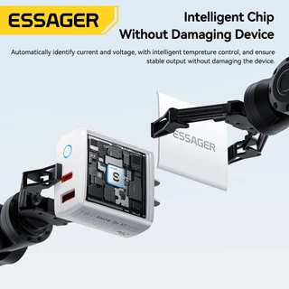 ESSAGER 20W Dual Port หัวชาร์จ Type-C + USB-A PD Fast CHARGING เข้ากันได้กับ iP Android สีขาว