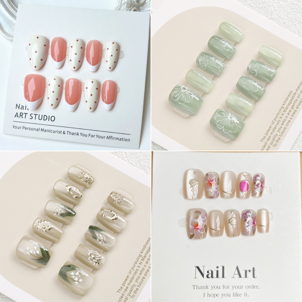 10 ชิ้น/เซ็ต Cat Eye เล็บปลอม Handmade เล็บปลอม Ice Penetrating เล็บปลอมพรีเมี่ยมพร้อมกาว