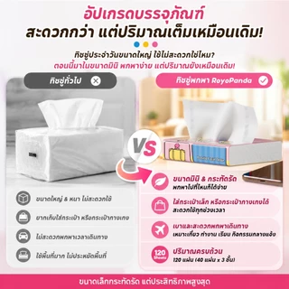 【1 ลัง 24 ห่อ】RoyoPanda MiniMonster ทิชชู่พกพา ผ้าเช็ดปาก 3 ชั้น 120 แผ่น 24 แพ็ค กระดาษทิชชู่แบบหนา ดีลักซ์ & คอมฟอร์ท 190*115MM