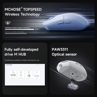 MCHOSE G3 V2 Wireless Mouse PAW3331/3395 เมาส์ไร้สาย Tri-Mode แบบมีสาย ไร้สาย 2.4g Bluetooth