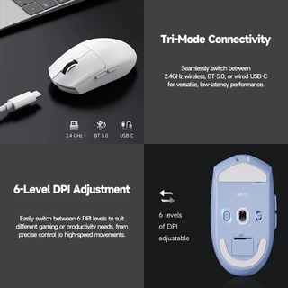 MCHOSE G3 V2 Wireless Mouse PAW3331/3395 เมาส์ไร้สาย Tri-Mode แบบมีสาย ไร้สาย 2.4g Bluetooth