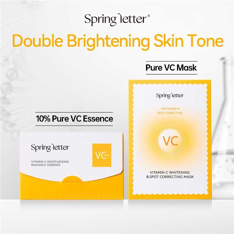 Spring Letter 10% Pure VC Essence and VC Whitening&Spot Correcting Mask - Double Brightening Skin Tone