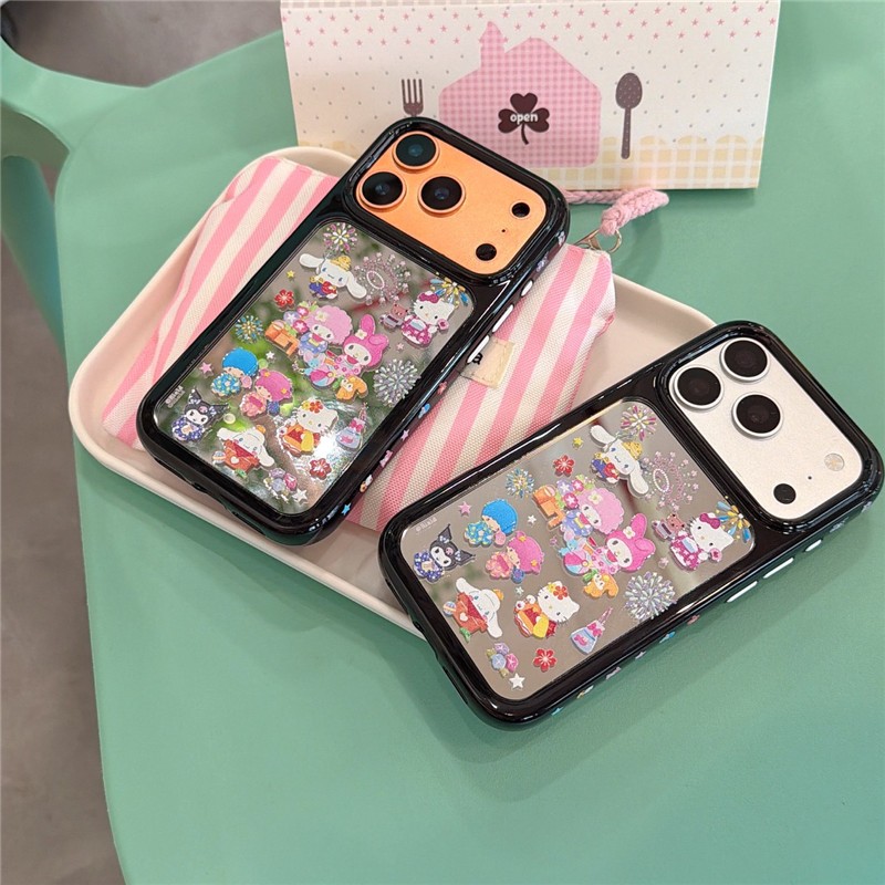 IPhone 17 Pro max ลายการ์ตูนแบบกระจก เคสโทรศัพท์อะคริลิค materia