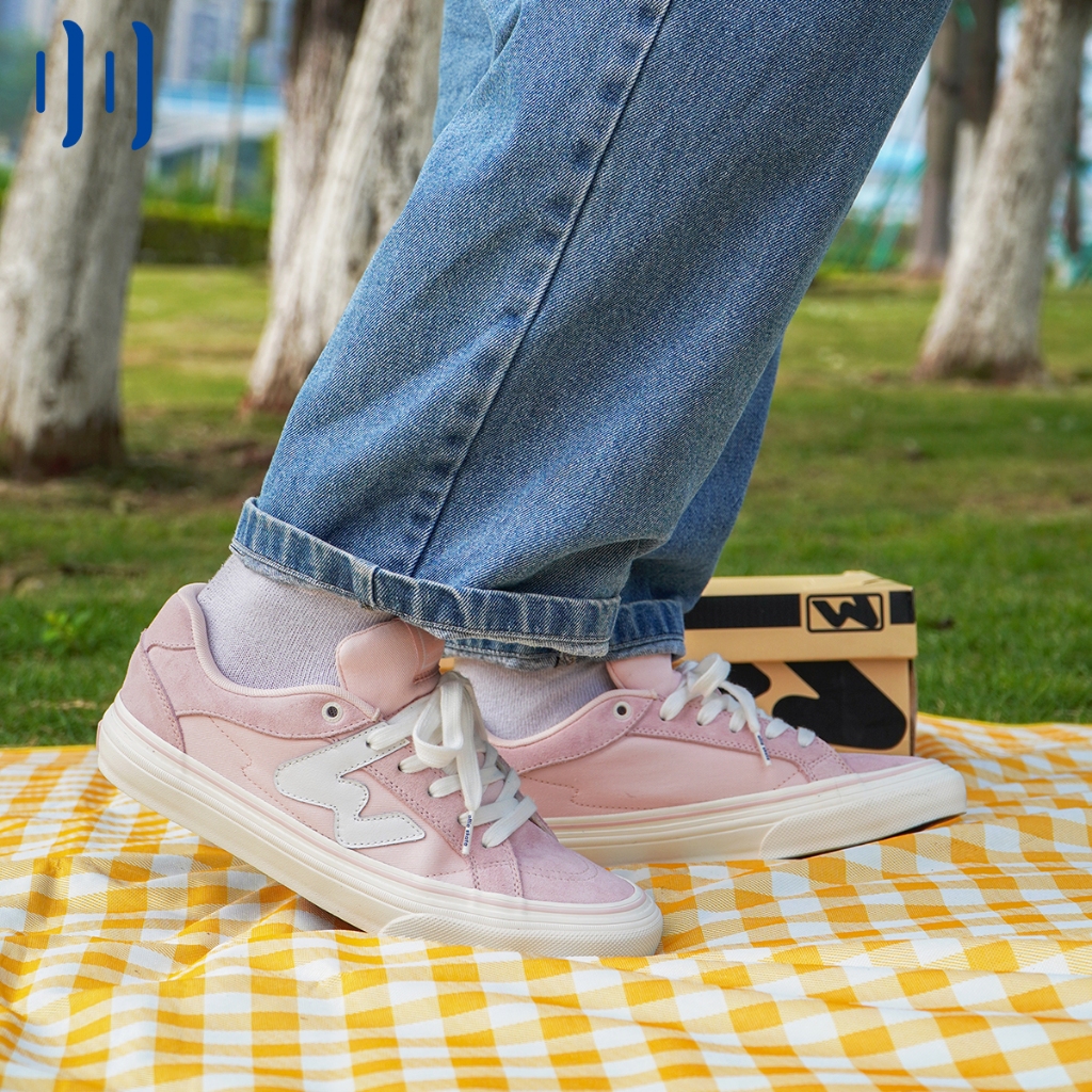 Ollieskate รองเท้าสเก็ตสีชมพูขาว ผ้าถักผสหนังสังเคราะห์ ฤดูร้อน กันลื่นทนทาน ส้นต่ำ ยูนิเซ็กซ์ Ollie
