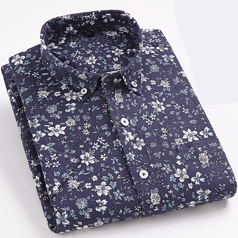 เสื้อเชิ้ตผู้ชายรุ่นปกติแขนสั้นผ้าฝ้าย100% ลายสก๊อตลายดอกไม้ธุรกิจลําลอง,ฤดูร้อนขนาดบวกปกปุ่มบางผ้าฝ้ายแท้ฟอร์ดปั่นเสื้อแขนสั้นผู