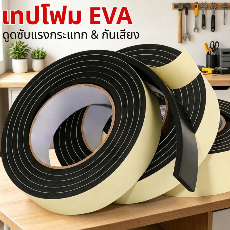 JXT เทปฟองน้ํา EVA ด้านเดียวสีดําสีขาวโฟมหนากันกระแทก Anti-Collision ฟองน้ําปิดผนึกรถเสียง Insul