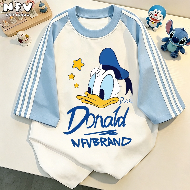 NFV ส่งจากไทย✨สไตล์เกาหลีแฟชั่น ลายการ์ตูนของดอนัลด์ดั๊ก เสื้อยืดคอกลม แขนสั้น ใส่สบาย เหมาะสำหรับสาวอวบ YG1164