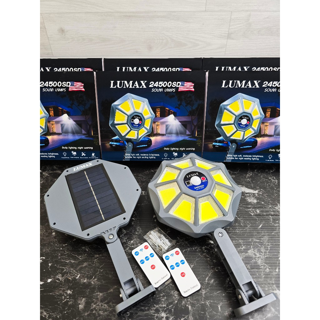 LUMAX 24500sd โคมไฟโซลาร์เซลล์ ซื้อ1แถม1 ไฟพกพา ไฟฉุกเฉิน ไฟหลอดตุ้ม ให้แสงสว่าง