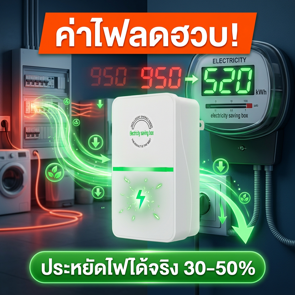ประหยัดไฟ 200% -MM- ตัวช่วยประหยัดไฟในบ้าน ลดค่าไฟ เสียบใช้งานอัตโนมัติ เสียบใช้งาน