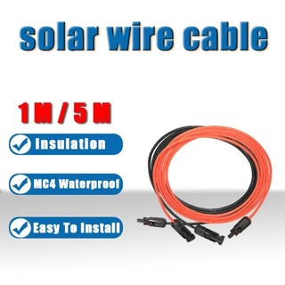 1M/5M แผงพลังงานแสงอาทิตย์ PV สายไฟ IP67 กันน้ําสีดําและสีแดง 14AWG พร้อม MC4