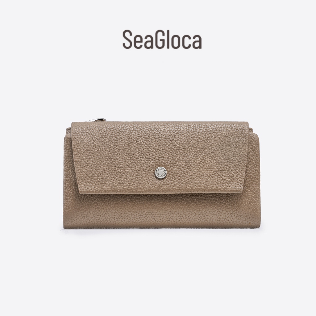 SeaGloca Slim Long Wallet Stylish Press Stud Design Large Capacity Zip Pocket Cash Cards No 2608