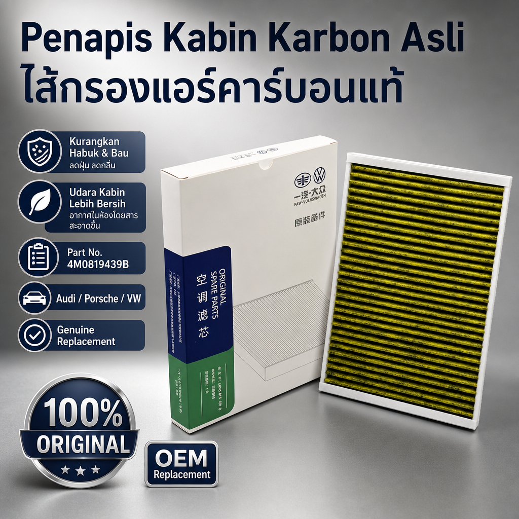 100% ต้นฉบับ 4M0819439B CARBON CABIN FILTER AUDI Q7 Q8 Q5 PORSCHE CAYNNE VW TOUAREG AIRCON ของแท้