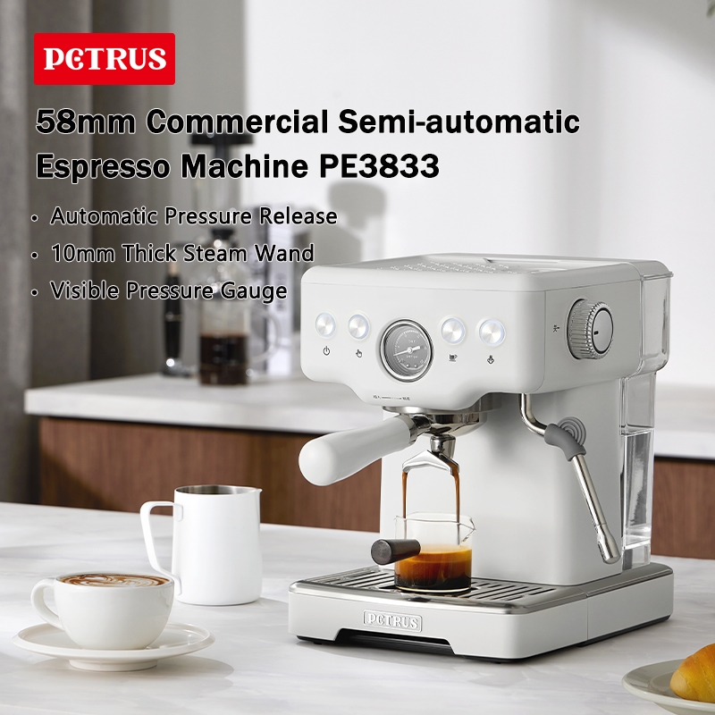 Petrus เครื่องชงกาแฟเอสเพรสโซ่ สเตนเลส พร้อมไม้กายสิทธิ์ 58 มม สําหรับลาเต้ คาปูชิโน่ มาเชียโตPE3833
