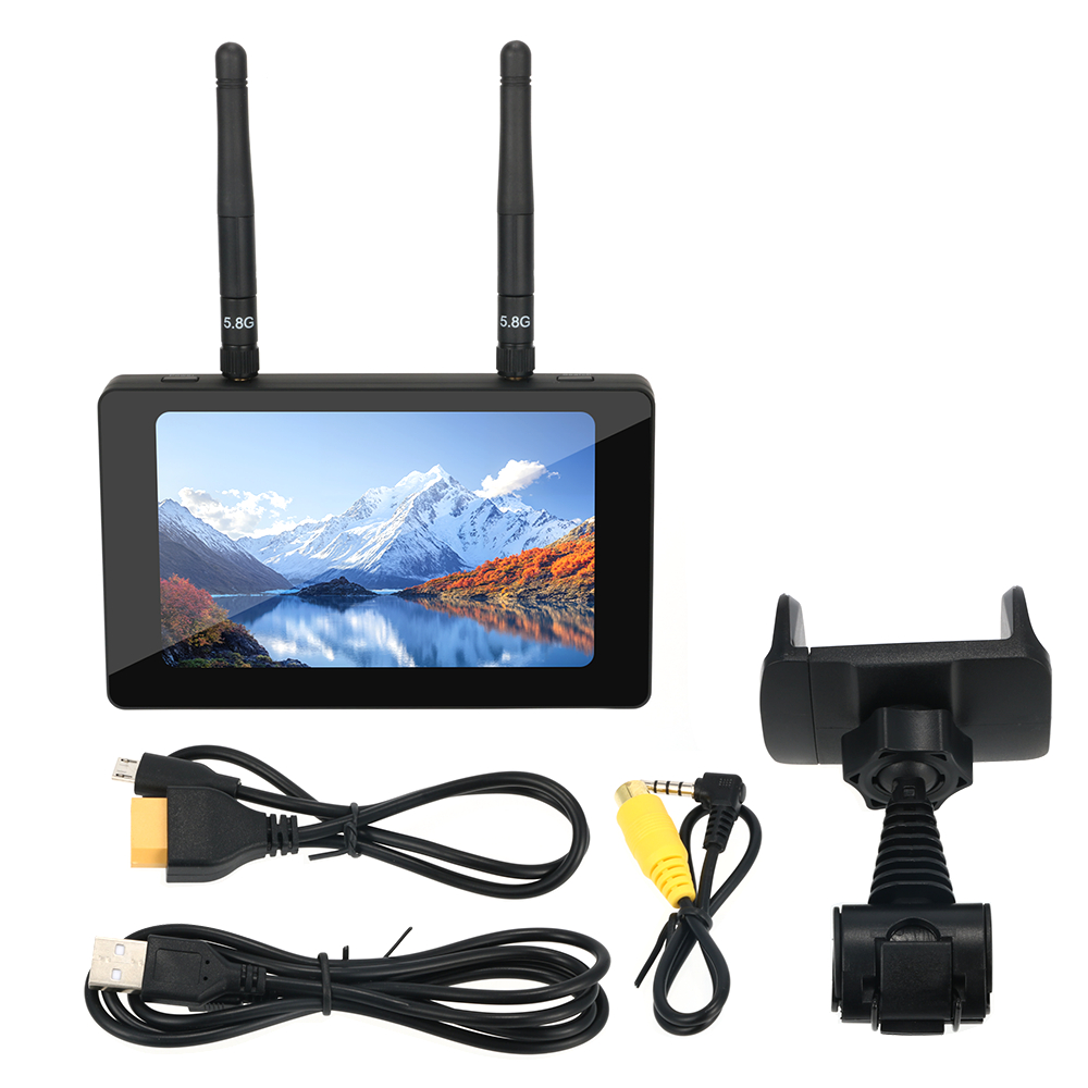 5.8G 40CH FPV Monitor 5" LCD DVR 16:9 NTSC/PAL อัตโนมัติ