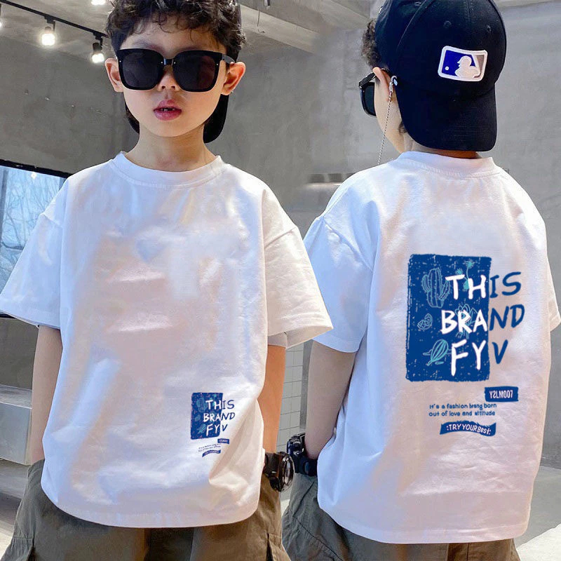 NASA เสื้อแขนสั้นเด็กชาย เกาหลี เสื้อเด็ก ผลิตจากผ้าฝ้าย 100% พิมพ์ลายแฟชั่น ระบายอากาศ สวมใส่สบาย ลำลอง