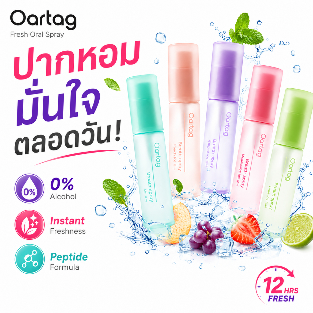 【แบบเดียวกับที่ดาราใช้】Oartag แบบพกพาปากสเปรย์สดชื่นและยาวนานทำให้ลมหายใจมีกลิ่นหอมหลังอาหารเหมาะสำหรับวันที่ต้องมีสิ่งที่ดี