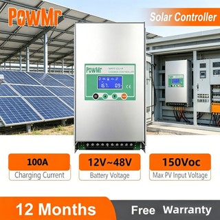 PowMr 60A 80A 100A MPPT คอนโทรลเลอร์ชาร์จพลังงานแสงอาทิตย์อัตโนมัติ 12 V/24 V/36 V/48 V Max PV อินพุต 150 V แบตเตอรี่ลิเธียมตะกั่วกรดแบตเตอรี่