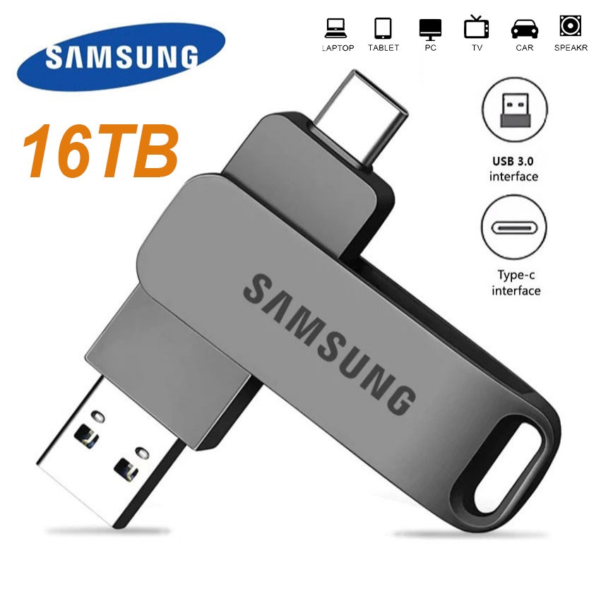 1TB 2TB 4TB 8TB 16TB 2 In 1 แฟลชไดรฟ์ความเร็วสูง USB3.0 โลหะ USB แฟลชไดรฟ์ Type-C U Stick