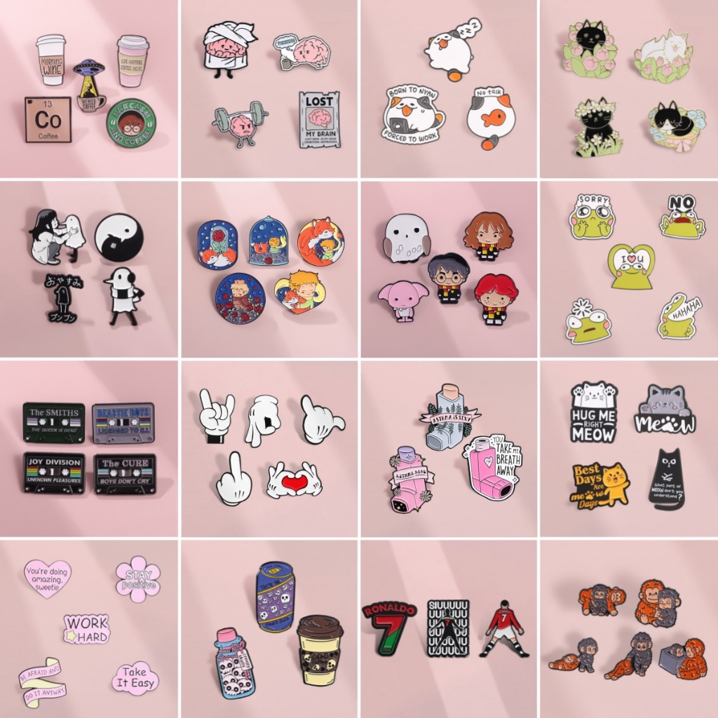 2-6 ชิ้น/เซ็ตการ์ตูนแมวเคลือบ Pins สัตว์น่ารัก Lapel เข็มกลัดอะนิเมะอุปกรณ์ต่อพ่วงป้ายเสื้อผ้าอุปกรณ์เสริมเครื่องประดับของขวัญSET-7