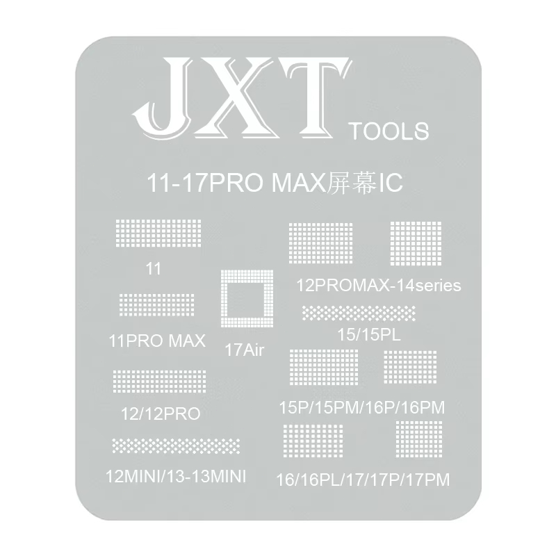หน้าจอ LCD จอแสดงผล IC ป้องกัน BGA Reballing Stencil สําหรับ iPhone 11-17 Pro Max Flex หน้าจอชิปเหล็กสุทธิเครื่องมือ