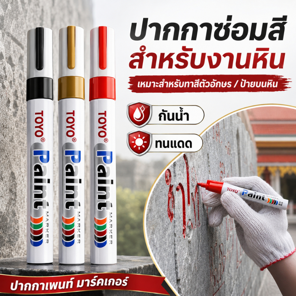 ปากกาเพนท์สีทอง ปากกามาร์คเกอร์เมทัลลิก หมึกน้ำมัน กันน้ำ ทนแดด ปากกาเขียนหิน เติมสีตัวอักษร A00127