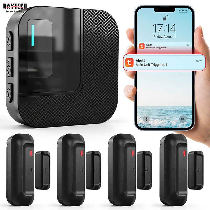 Daytech เซ็นเซอร์ประตูนาฬิกาปลุกพร้อมการแจ้งเตือนโทรศัพท์ประตูเปิดนาฬิกาปลุกเหมาะสําหรับบ้าน/ธุรกิจ TY01