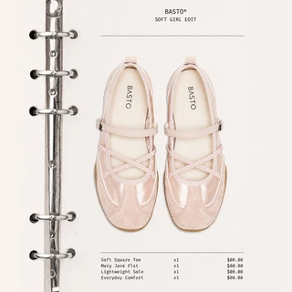 【CrissGlow】BASTO Women's Mary Jane Flats Ballet Sneakers รองเท้าแมรี่เจน รองเท้าผ้าใบ รองเท้าบัลเล่ต์ YXMD1
