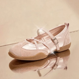 【CrissGlow】BASTO Women's Mary Jane Flats Ballet Sneakers รองเท้าแมรี่เจน รองเท้าผ้าใบ รองเท้าบัลเล่ต์ YXMD1