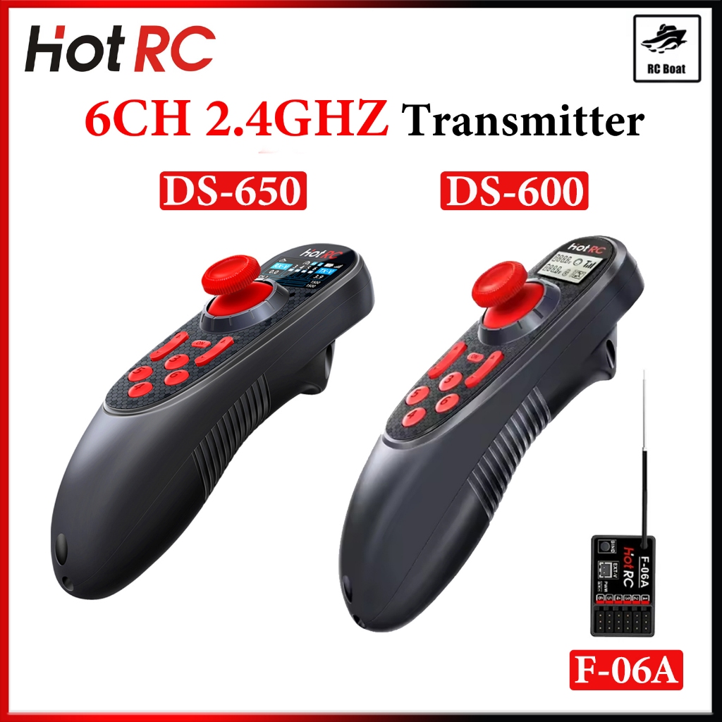 HOTRC DS-600 DS-650 6CH 2.4GHz RC เรือ FHSS วิทยุระบบเครื่องส่งสัญญาณ F-06A 6CH PWM สําหรับ RC เรือ