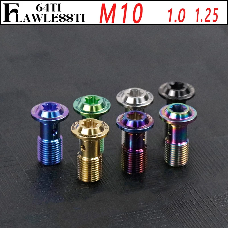 FLAWLESSTI M10x1.0 1.25 Pitch Gr5 CNC ไทเทเนียม Banjo Bolt เบรค Master กระบอกด้านหน้าด้านหลังเบรค Caliper Bolt สําหรับ F