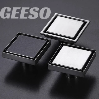 GEESO ท่อระบายน้ำสแตนเลส 304 แบบฝังปูกระเบื้อง กันกลิ่น กันแมลง สี่เหลี่ยม 304 Stainless Steel Invisible Floor Drain Tile Insert Anti-odor Anti-insect Floor Drain Cover 304不锈钢地漏