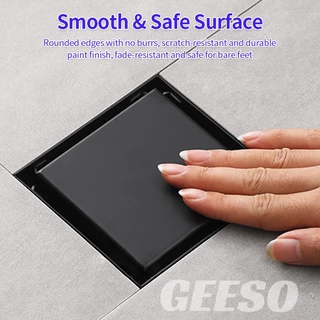 GEESO ท่อระบายน้ำสแตนเลส 304 แบบฝังปูกระเบื้อง กันกลิ่น กันแมลง สี่เหลี่ยม 304 Stainless Steel Invisible Floor Drain Tile Insert Anti-odor Anti-insect Floor Drain Cover 304不锈钢地漏
