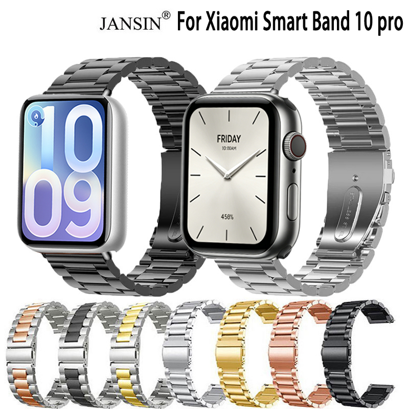สาย สายนาฬิกาข้อมือ สแตนเลส สำหรับ Xiaomi Smart Band 10 pro สมาร์ทวอทช์