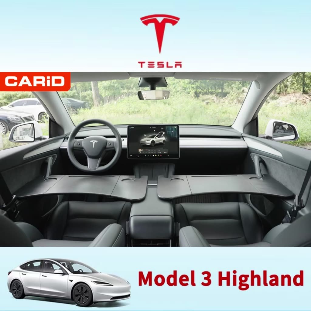 จ่ายเมื่อได้สินค้า🚚จัดส่งจากไทย🚚 โต๊ะอเนกประสงค์ สำหรับ Tesla Model S 3 X Y น้ำหนักเบา โต๊ะบอร์ดพกพาสะดวก ผิวคาร์บอนไฟเบอร์HDF