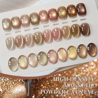 XEIJAYI 10ml แฟชั่น Golden Brown Cat Eye Gel ยาทาเล็บ, ชุด 9 สี, เหมาะสําหรับร้านเสริมสวยและของใช้ประจําวัน