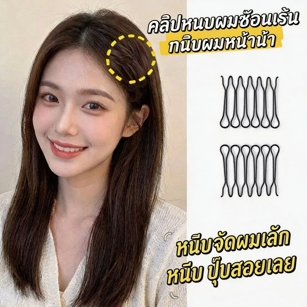 กิ๊บติดผมที่มองไม่เห็นสําหรับเรียบจัดแต่งทรงผมกิ๊บขาเรียบร้อย บินออกไป