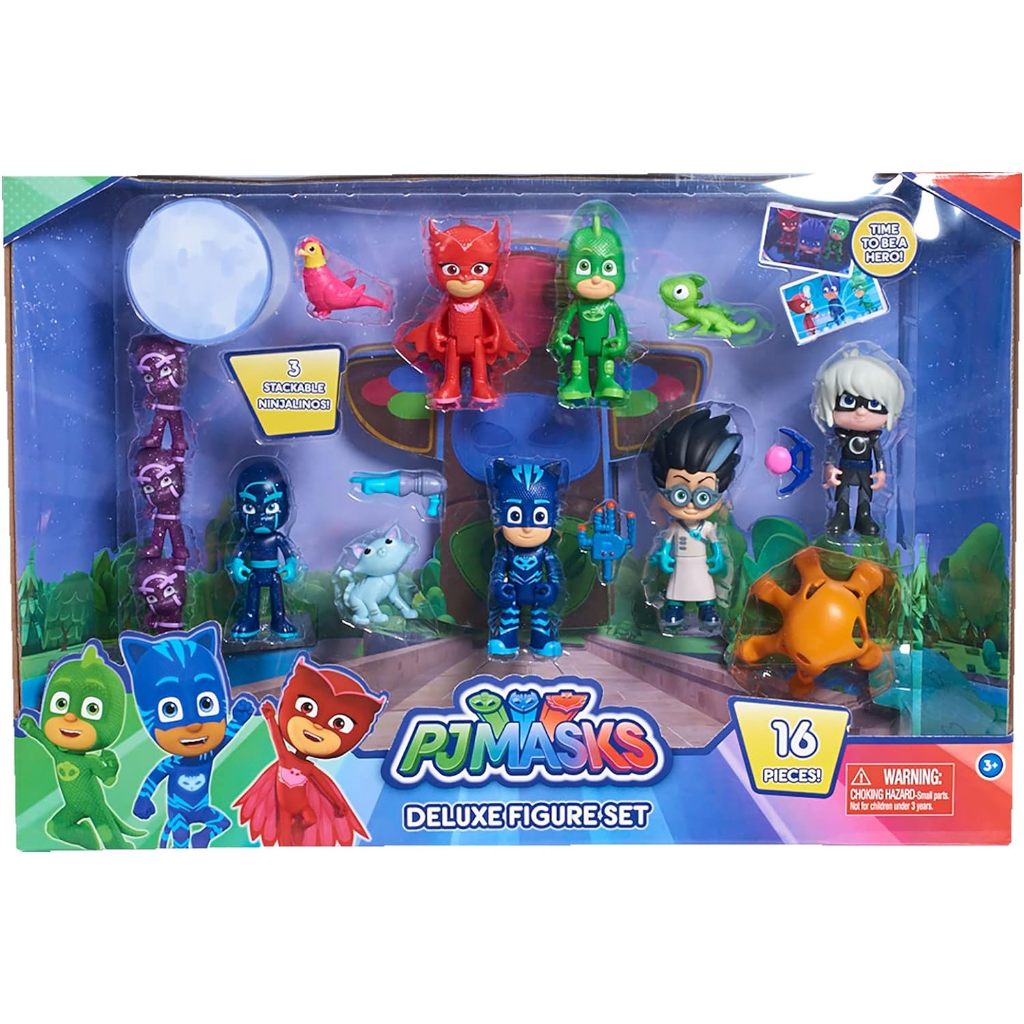 PJ Masks Deluxe ชุดฟิกเกอร์ 16 ชิ้น ของเล่นเด็ก สําหรับเด็กอายุ 3 ปีขึ้นไปโดย Just Play