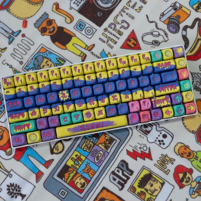 Keycap เฉพาะส่วนบุคคลการ์ตูน Graffiti Keycaps MOA โปรไฟล์ PBT ระเหิดสําหรับ DIY ที่กําหนดเองคีย์บอร์