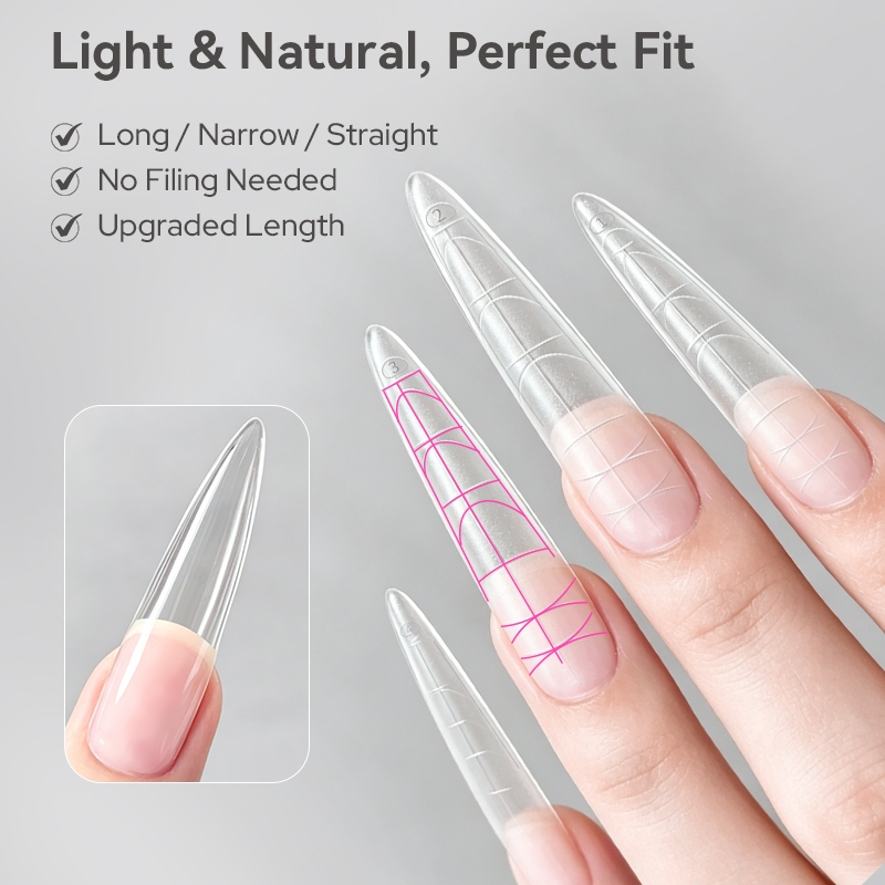 BORN PRETTY 238pcs เล็บยาวเคล็ดลับ Matte Soft Gel เคล็ดลับเสริมสายคลุมทั้งหมดเล็บปลอม Extension กดบนเล็บ