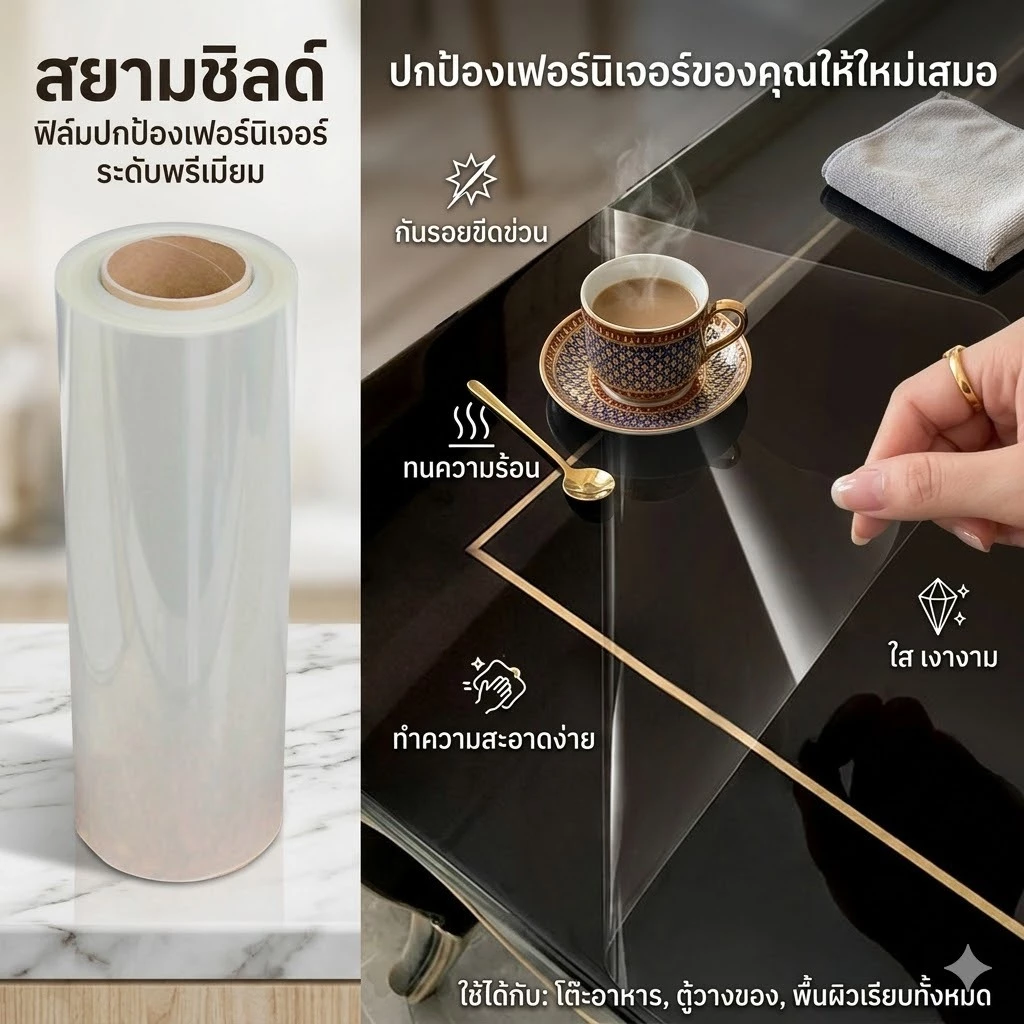 300ซม Self-กาวเฟอร์นิเจอร์สติกเกอร์ฟิล์มโปร่งใสตารางเสื่อทนความร้อน Self-กาวกาแฟไม้รับประทานอาหารหินอ่อนผ้าปูโต๊ะ