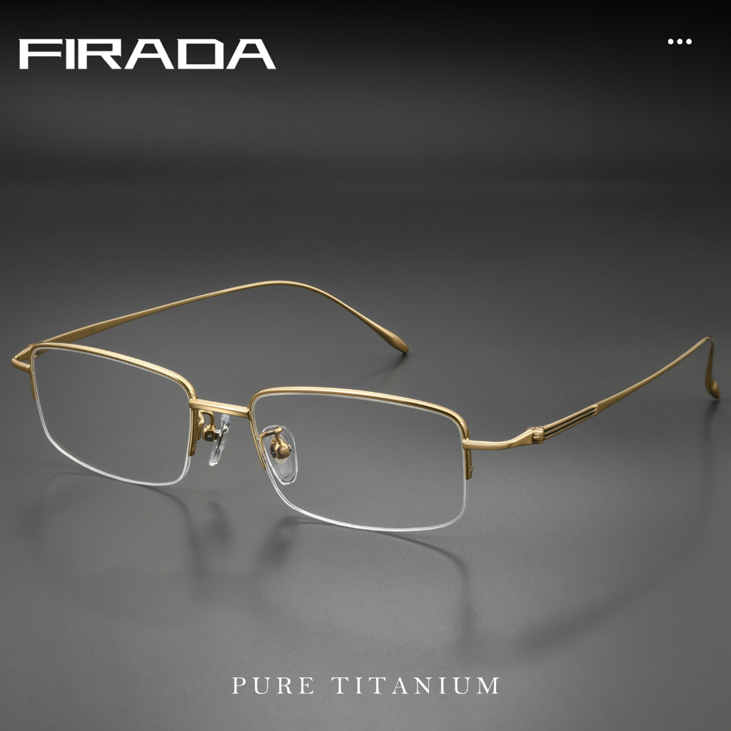 FIRADA แฟชั่นสบาย Pure Titanium Half-Rim แว่นตาใหม่หรูหรา Ultra-Light Square กรอบแว่นตาสําหรับผู้ชายผู้หญิง 8039TA