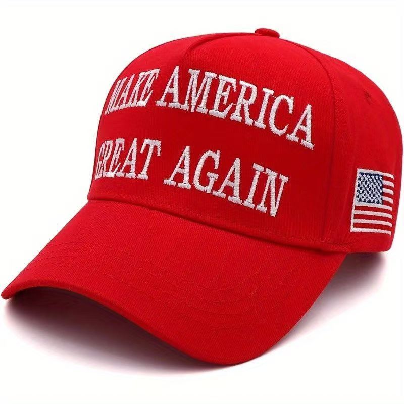 MAKE AMERICA GREAT AGAIN หมวกเบสบอลสีแดง 45-47 หมวกยอดแหลมแบบเดียวกันของ Musk